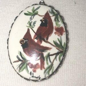 Painted Cardinal Pendant Necklace